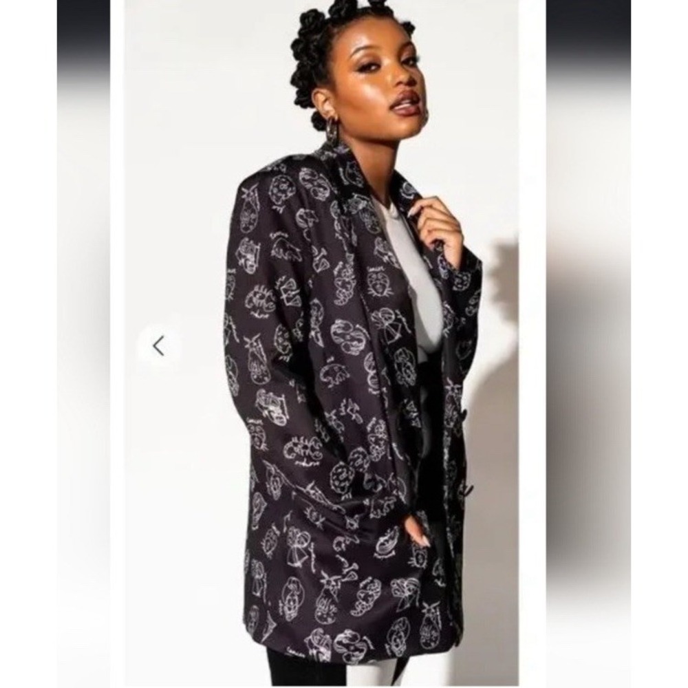 Dressed in LaLa Make Me Wanna Lala Boyfriend Blazer Zodiac Black Size M - Picture 3 of 10